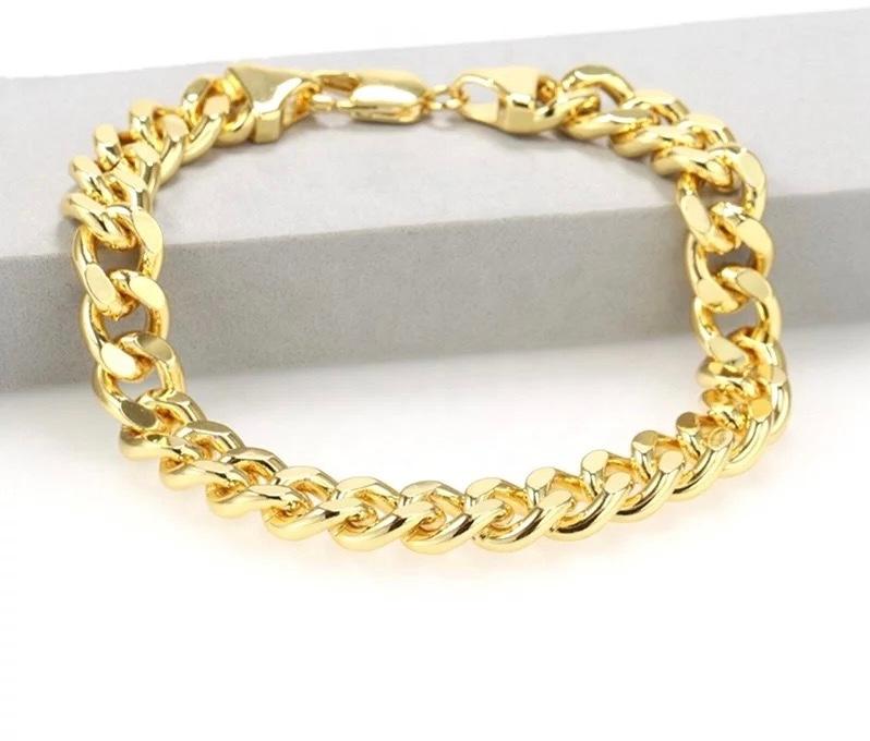 LV Double Sided Cuban Chain 18K Gold Anklet – From Fahm